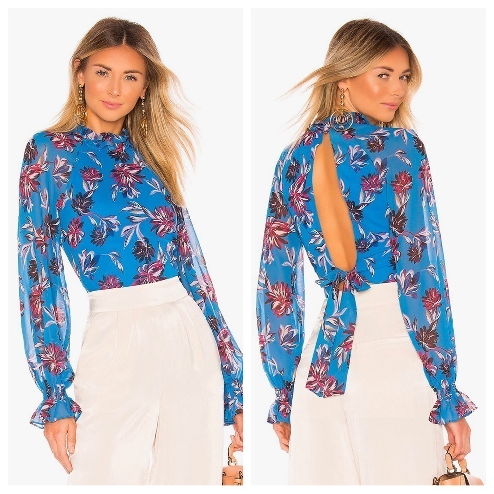 House of Harlow 1960 Blue Floral Blouse